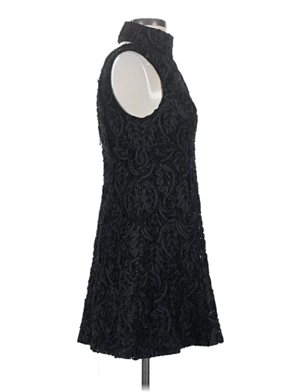 Free People Black Rosette Lace High Neck Mini Dress Size 2 NWT
